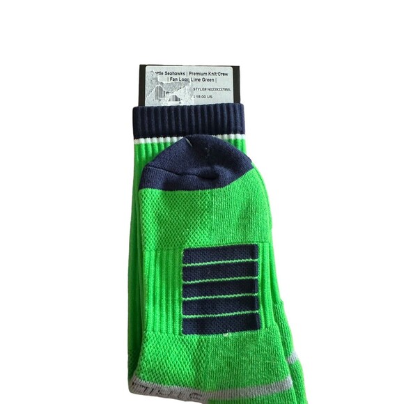 1 pair of Seattle Seahawks Lime Green Socks Adult M/L NEW - Picture 2 of 6